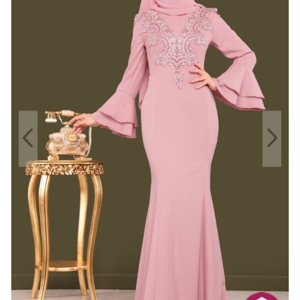 Beautiful salmon pink embroidered dress